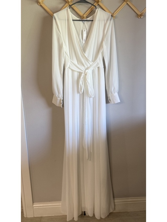 Baltic Born Dresses & Skirts - Baltic Born White Wrap Maxi Dress with Long Sleeves